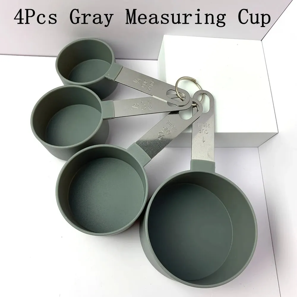 4/8PCS/Set Plastic Multi Purpose Measuring Cup Measuring Spoon Stainless Steel Handle With Graduated Measuring Baking Tools