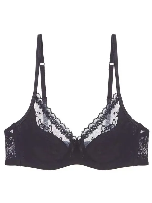 French Lace Underwire Bra Set | Half Cup Push Up Bra Large Bust Summer Lightweight Slimming Anti Sag Women‘s Lingerie BANERDANNI — image 9
