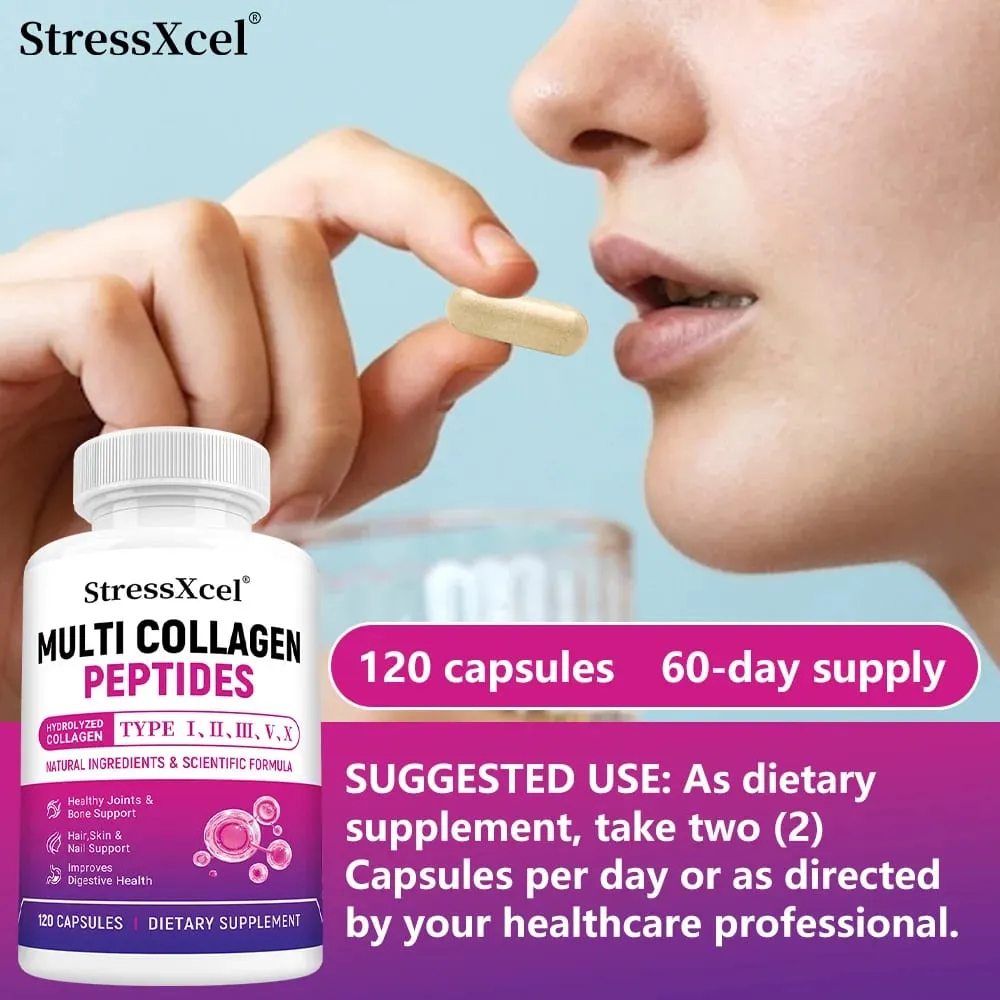 Multi Collagen Peptides Capsules Type I II III V X Biotin Anti-Aging Skin Hair Nails Joints Gut & Immunity Support — image 2