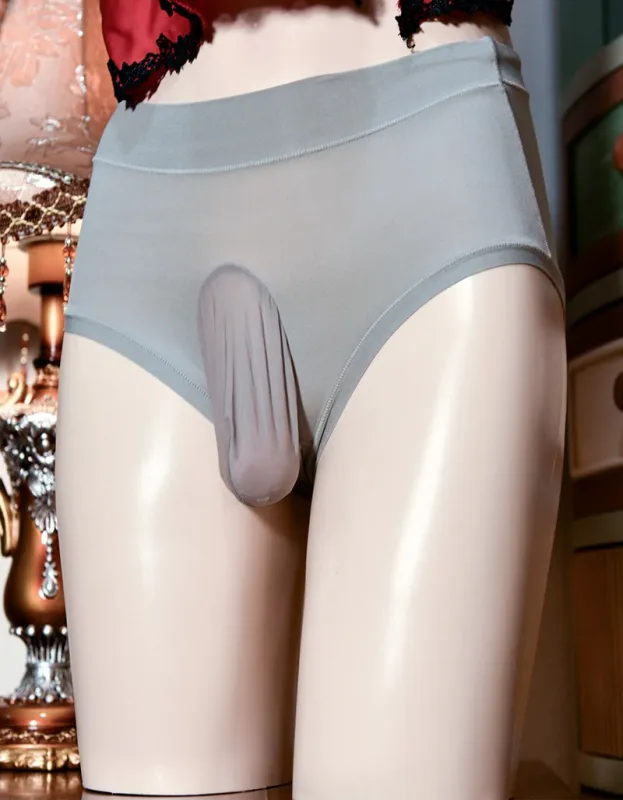 Men Sheer See Through Shiny G-string Sissy U Convex Pouch Thong Breathable Underwear Sheath Briefs Unisex HIgh Elastic Plus Sexy