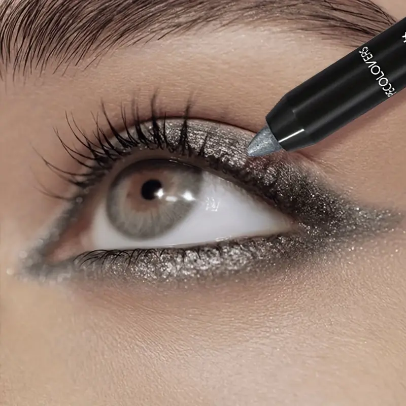 Pearlescent Eyeshadow Pencil Stick Highlight Stick Black & Grey Shimmer Eye Shadow Pen with Eyeliner 1pc