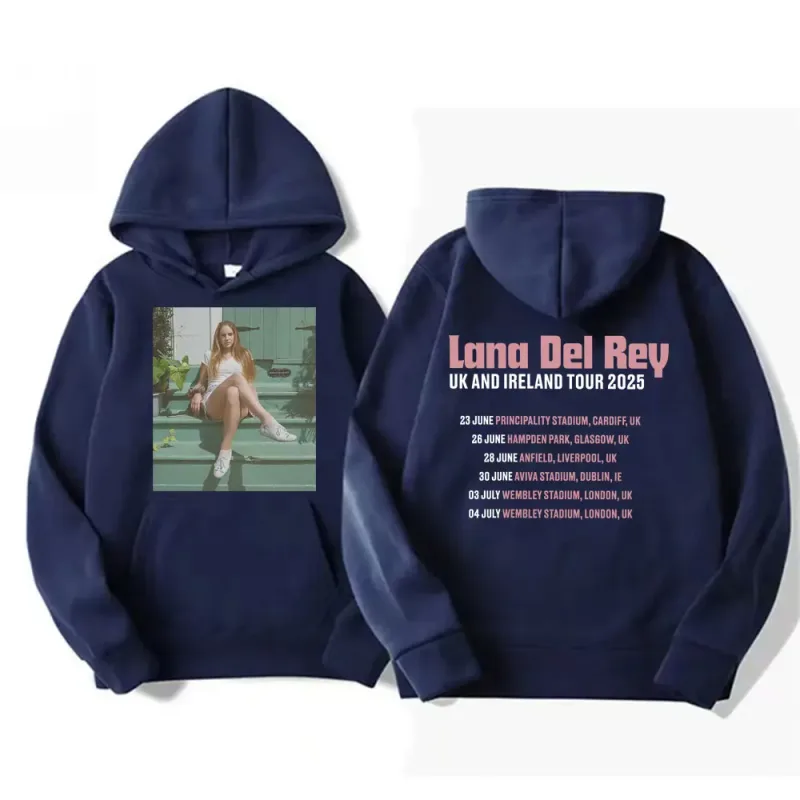 Lana Del Rey UK & Ireland Tour 2025 Grafiska Hoodies Herr Kvinnor Mode Estetisk Casual Pullovers Långärmade Huvtröjor — image 9