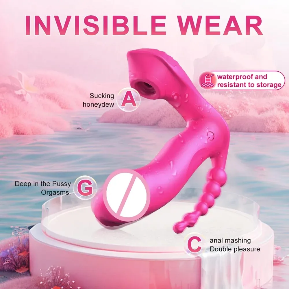 Wireless Control Dildo Vibrator G-Spot Massage Vaginal Vibrator Clitoris Sucking Stimulator Wearable Adult Sex Toy Women