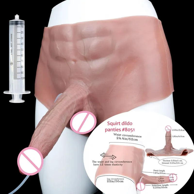 Black Nude Strapon Big Realistic Ejaculation Dildo Silicone Squirting Panties With Simulated Solid Penis Sex Toy For Women — image 30