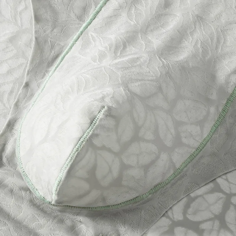 Männer Eis Seide Ultra-dünne Kurze Unterwäsche Nahtlose Spitze Jacquard Atmungsaktive Höschen 3D Ausbuchtung Beutel Transparent Mesh Dessous