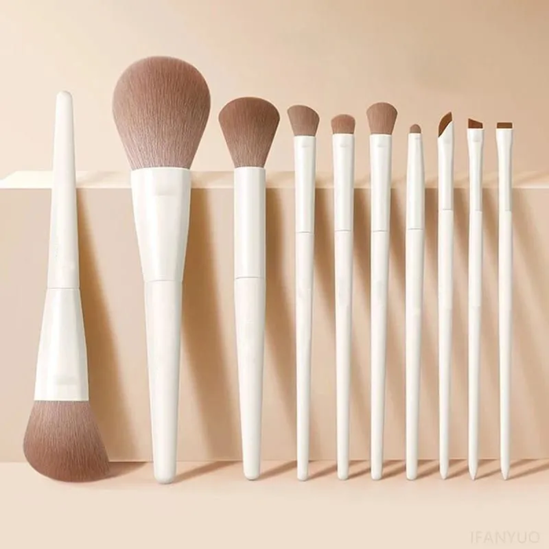 5/7/10/12pcs Professional Makeup Brushes Tools Set White Eyeshadow Eyeliner Foundation Brush Women Facial Beauty Cosmetic Tool — image 1