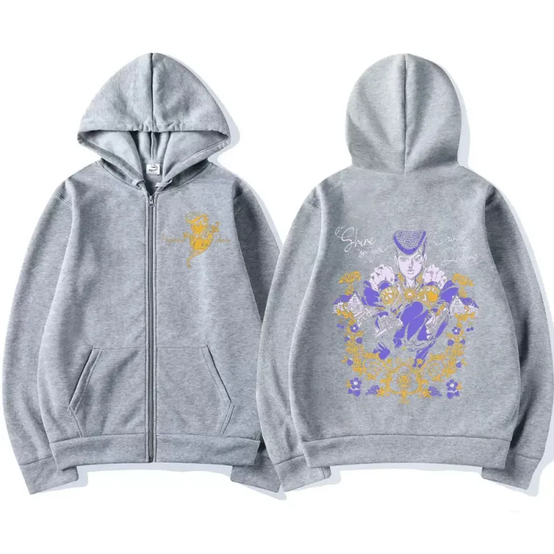 Anime Jojo Bizarre Adventure Zipper Hoodies Higashikata Josuke Manga Zip Up Sweatshirts Men Women Fashion Casual Pullovers Coats — image 6