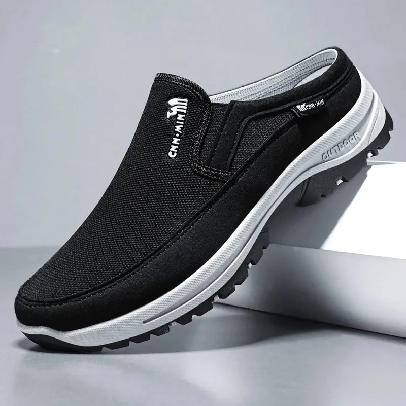 Men's shoes casual cloth shoes breathable lazy shoes toe caps outdoor sports half shoes