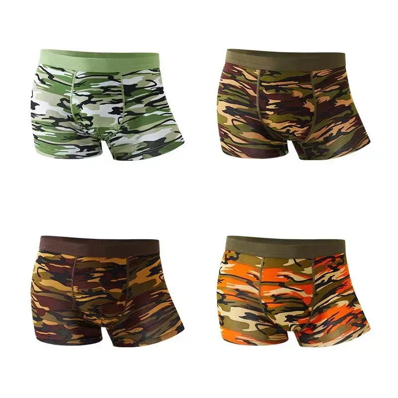 4Pcs/Lot Men's Underwear Camouflage Color Sexy Boxer High-quality Bamboo Fiber Soft Breathable Antibacterial Men's Boxer Shorts
