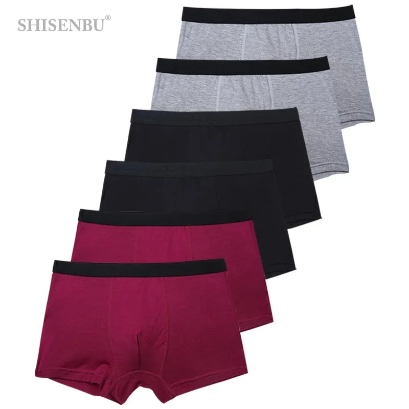 6pcs/Set Black Boxer Men Underpants Bamboo Mens Boxers Man Breathable Men's Panties Sexy Underwear For Men Gifts Comfortable New