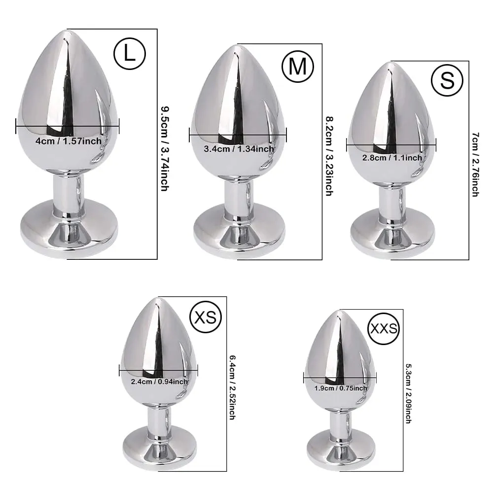 Luxury Metal Anal Plug Set Jewel Butt Trainer Kit Mga Pang-adultong Laruan para sa Mga Lalaki Babae Mga Mag-asawa Mga Beginners Mga Regalo sa Seks Malaki Katamtaman Maliit na Pink