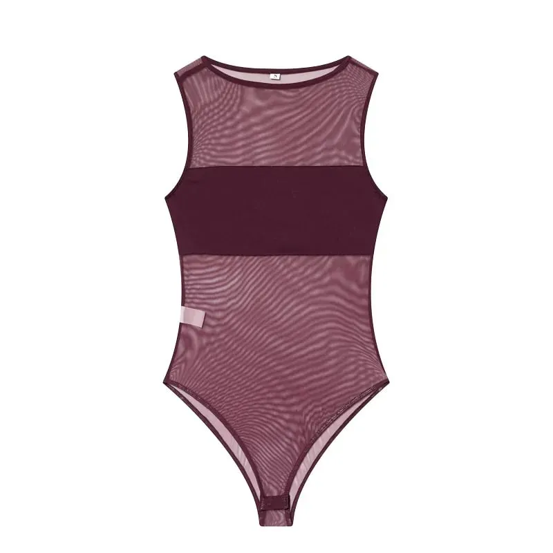 Sexy Mesh Bodysuit Women Transparent Tight Bodys for Women Summer Sleeveless Tops Woman Tulle Sexy Lingerie Body Woman