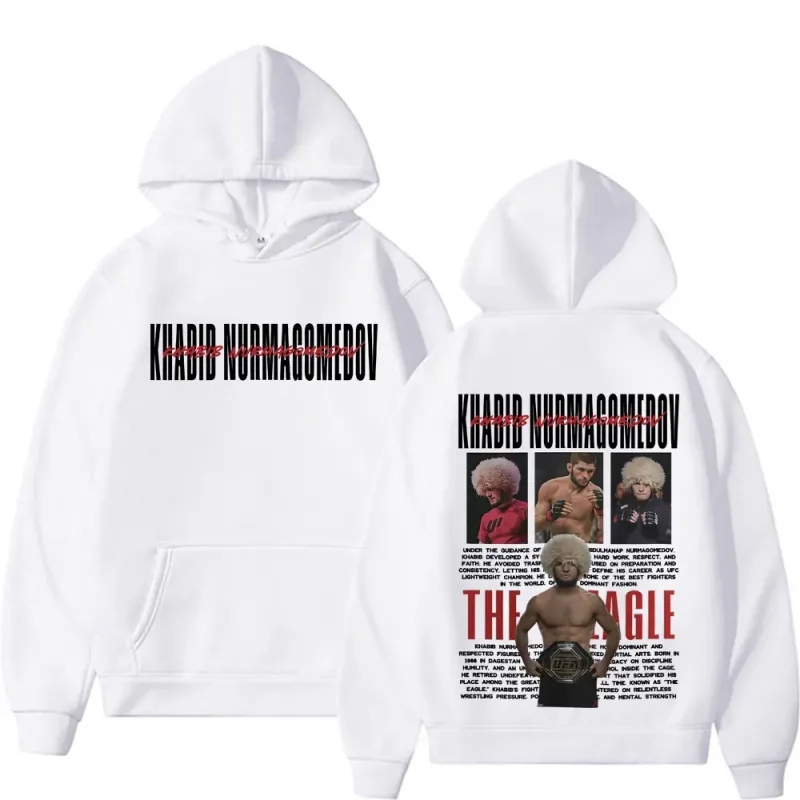Khabib Nurmagomedov THE EAGLE Merch Sweatshirt Vêtements pour hommes Harajuku Classique Sweats à capuche surdimensionnés Polaire Sweat à capuche confortable de haute qualité