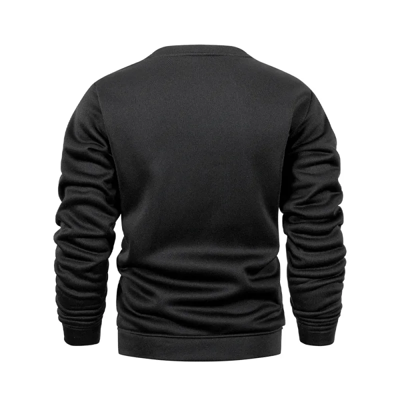 New Men's Sweater Spring Autumn Round Neck Long Sleeve Pullover Casual Sports Sweatshirt High Quality Solid Color Fleece Coat