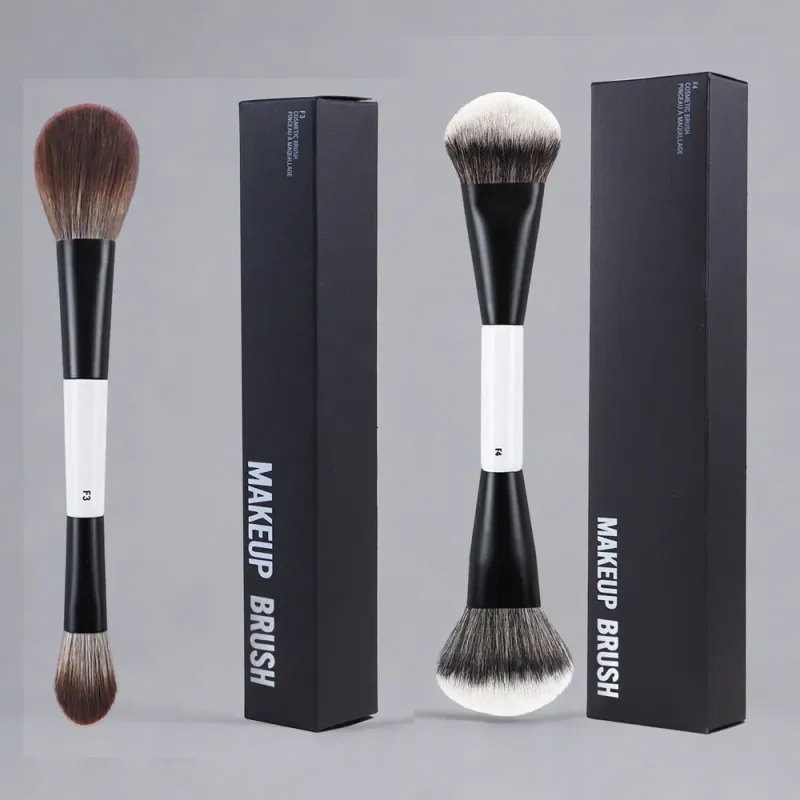 2pcs/set White Double ended Angled Foundation Makeup Brushes Blush Contour Make up Brush Wood Handle Cosmetic Tool Mari F4 — image 9