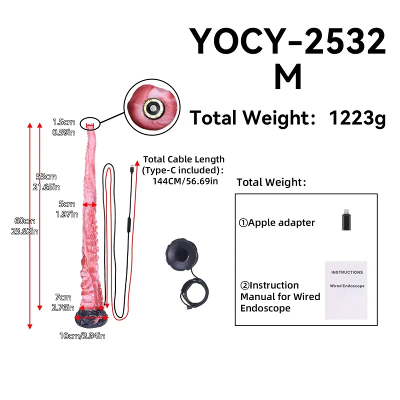 Plugue anal longo de silicone com função de endoscópio inteligente, ponto G, estimulação profunda, brinquedos sexuais, câmera, luz de LED, exploração corporal