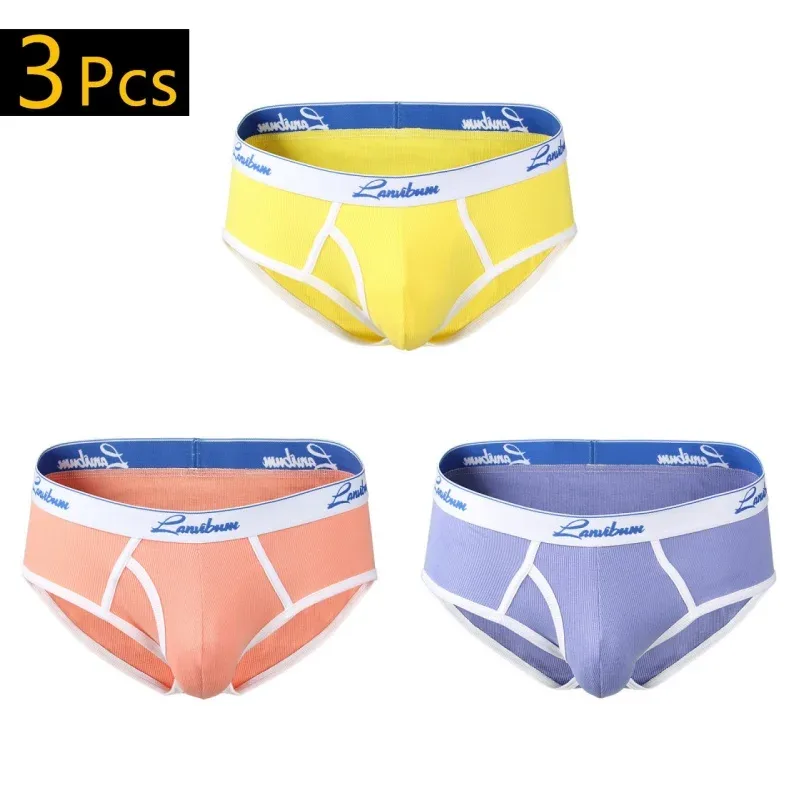 1/3 PCS New Men's Underwear Mid Waist Thread Cotton Breathable Solid Color Youth Underwear Men's Triangle Pants — image 21