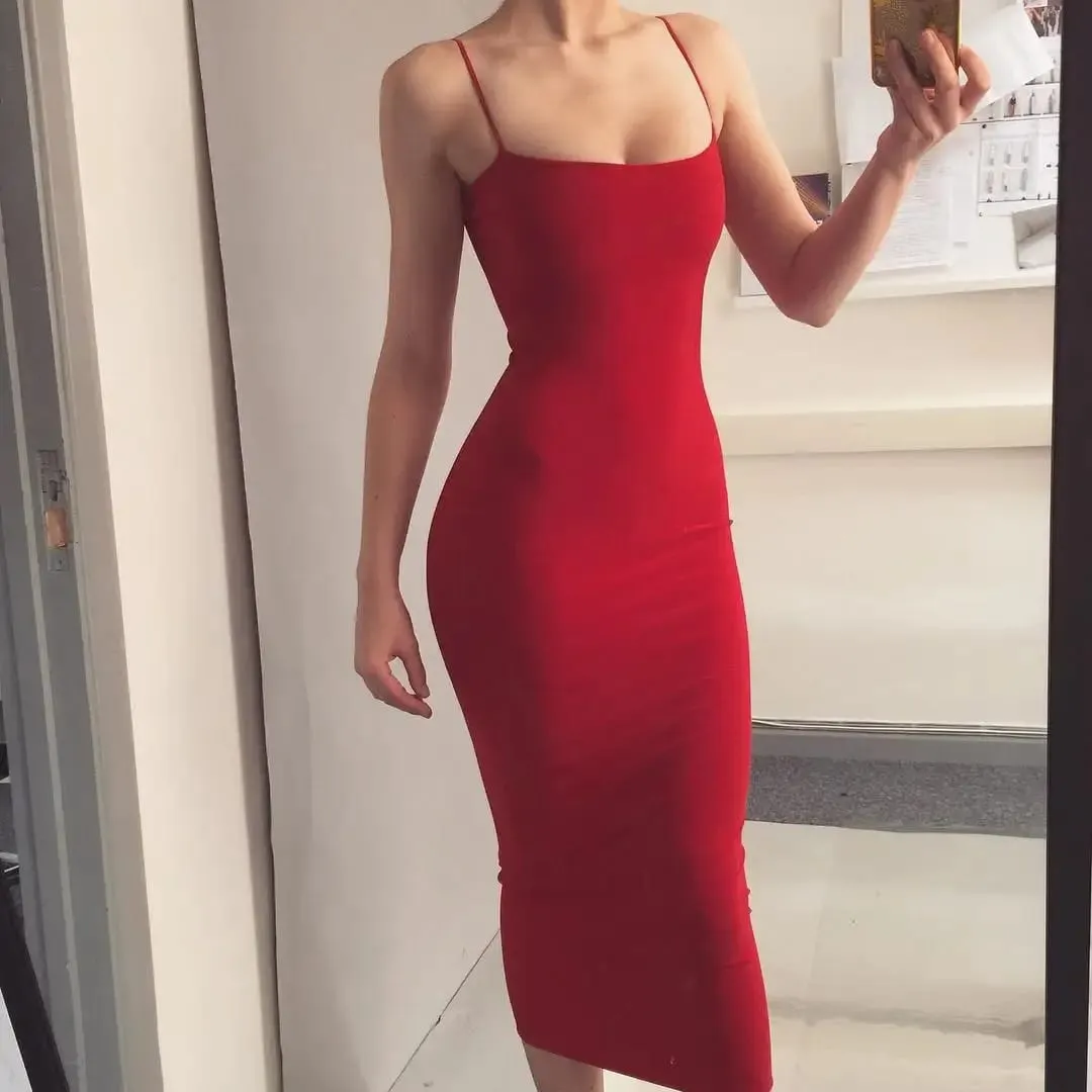 JZ461 Vestido de verano para mujer, vestidos largos con tirantes, vestido Sexy con tirantes para Club
