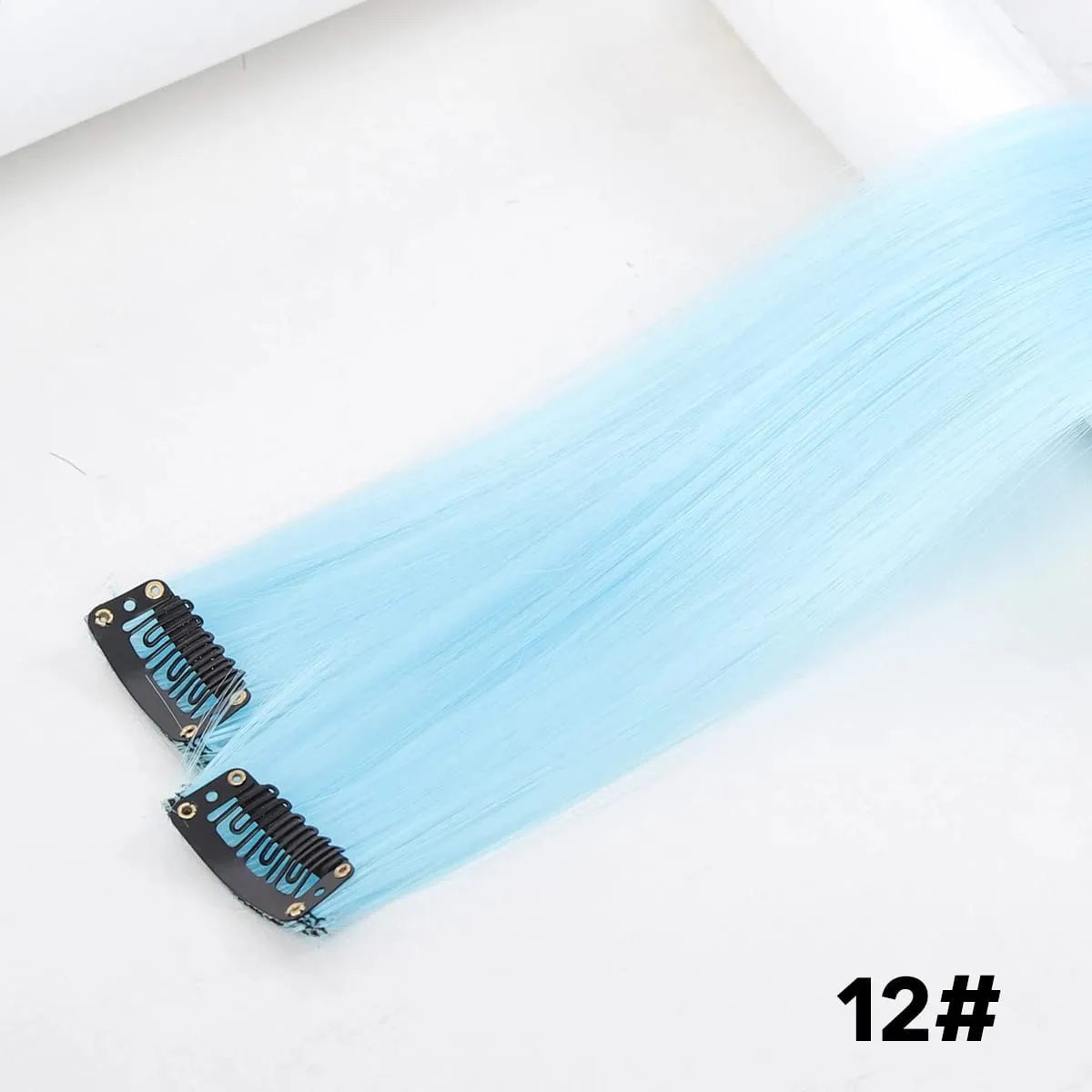 2PCS synthetic color hair extension piece wig women's highlighting clip hair heat-resistant wig piece long straight hair
