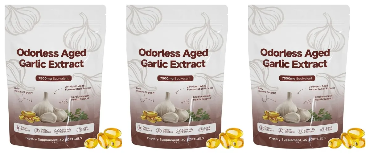 Chiết xuất tỏi không mùi không mùi Softgels 7500mg Tương đương 24 tháng lên men để hỗ trợ chuyển hóa tim mạch miễn dịch cho người lớn 30 Count — image 11