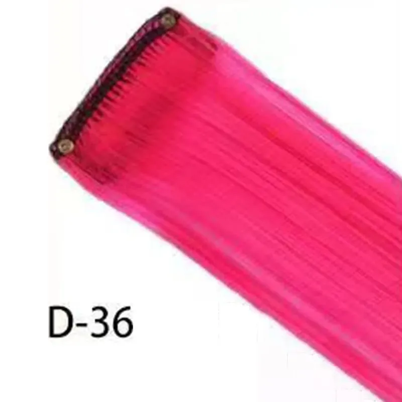 Synthetic 10Pcs colorful Hair Extensions Clip in Colored Party Highlights Extension for Kids Girls Long Straight Hairpiece