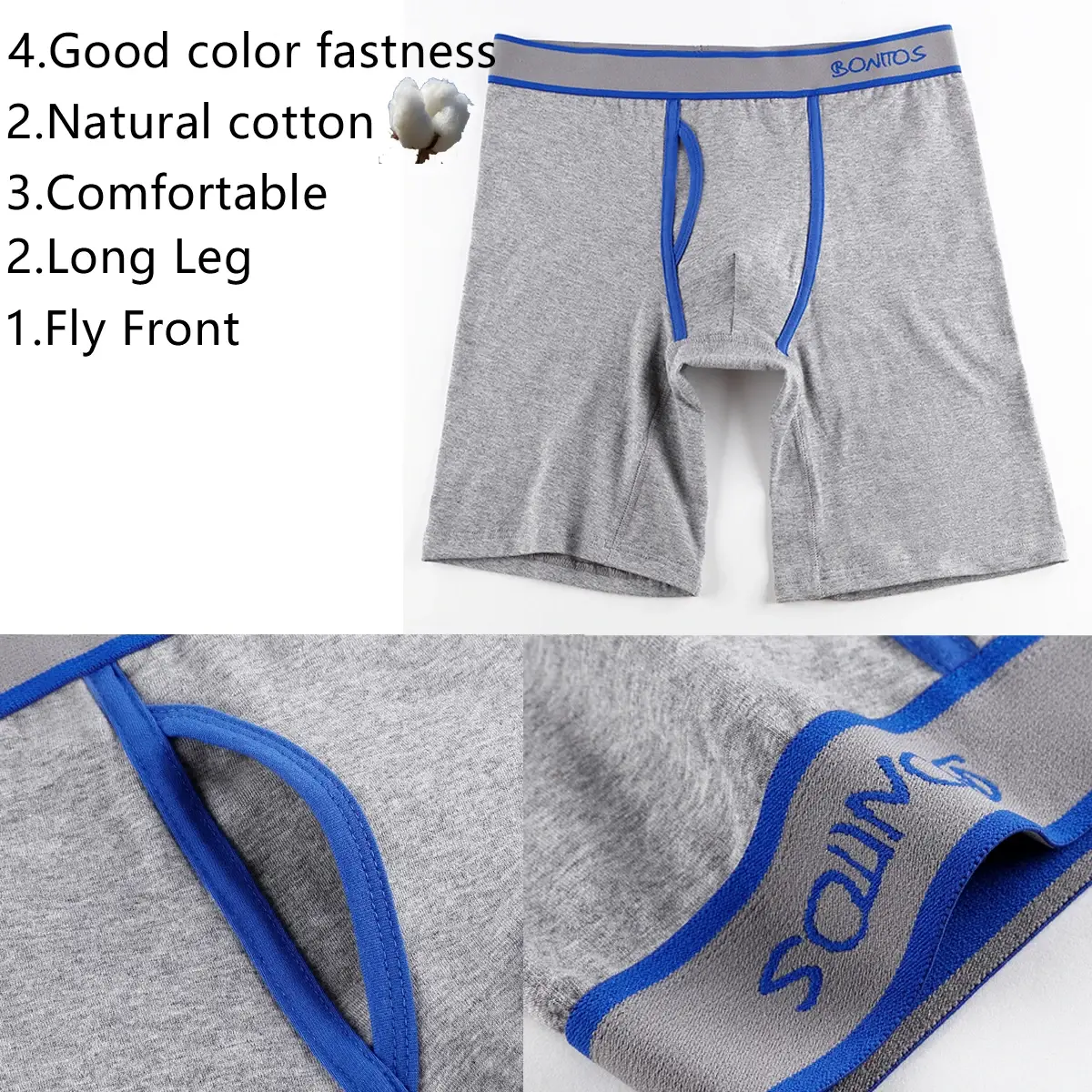 2 Buah Paket Celana Pendek Boxer Kaki Panjang Celana Dalam Pria Kit Celana Dalam Homme Celana Dalam Boxer Celana Dalam Slip untuk Pria Katun Pria Seksi Set Box Gym
