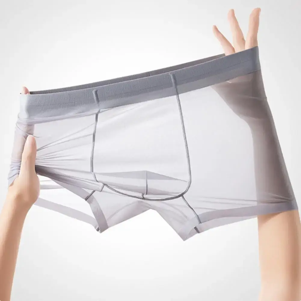 Mannen Boxer Transparant Lichtgewicht Mannen Ondergoed Elastische Mid-Taille U-Convexe Dunne Perspectief Shorts Slips Naadloze Slipje