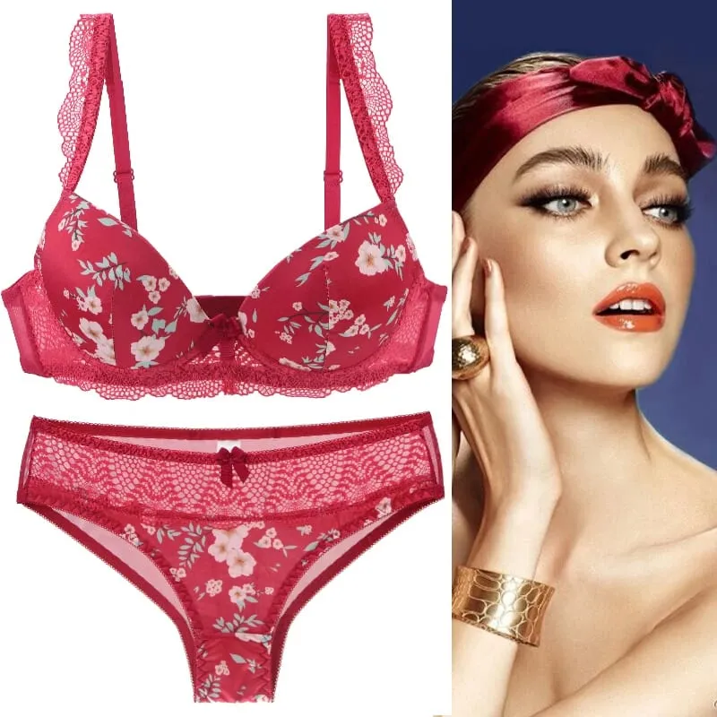 2023 novas senhoras sexy conjunto de sutiãs para grandes boops bcde copo arco floral roupa interior preto bege azul vermelho branco renda lingerie feminina