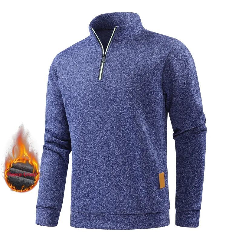 Autumn Men's Half-Zip Sweatshirts Long-Sleeved Solid Color Pullovers Turtlenecks Streetwear Winter Warm Jackets Sports Coat — image 5