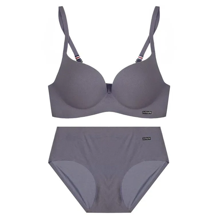 Wireless Ice Silk No Steel Ring Seamless Bra Set Women Push Up Bra Beautiful Back Sexy Bra Underwear Comfortable Seaml
