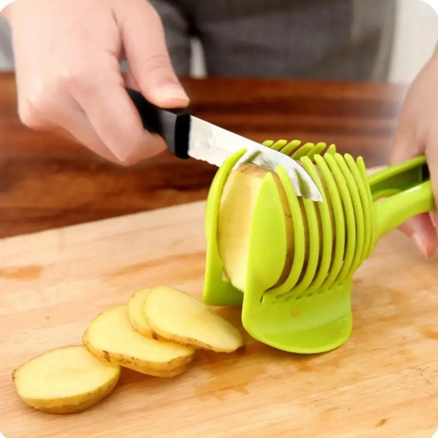 1Pcs Plastic Kitchen Handheld Potato Slicer Tomato Cutter Tool Lemon Cutting Cooking Kitchen Accessories — image 8