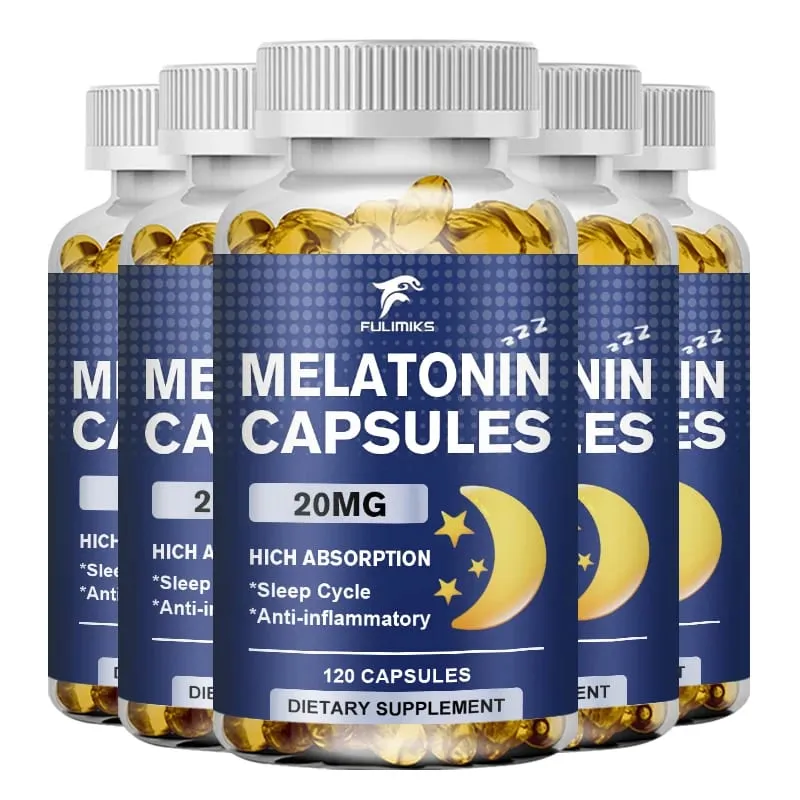 Mélatonine 20 mg Complément Alimentaire Sommeil 120 Capsules Arôme Fraise Contient de la Mélatonine - Sommeil Sain