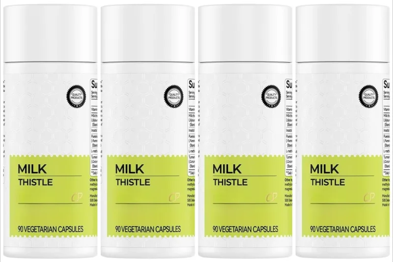 Mjölktistelextrakt 300 mg kapslar med vitamin C Inositol örttillskott 90 kapslar icke-GMO glutenfria