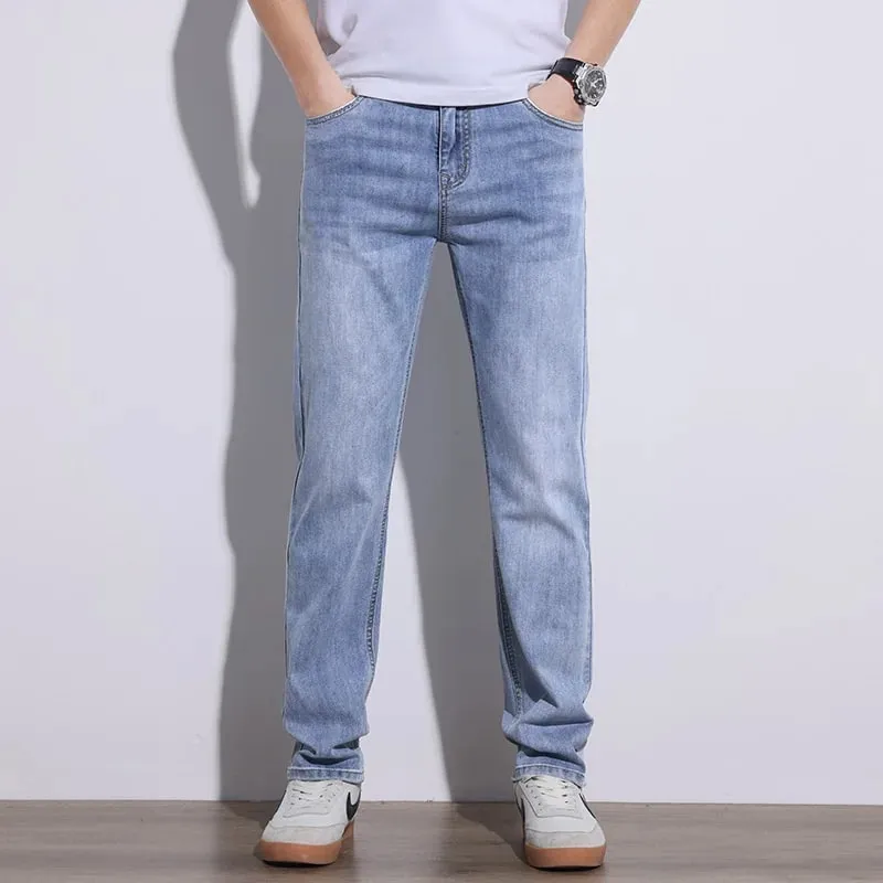 Men's Jeans Stretch Slim Regular Fit Gray Light Blue Dark Blue Jeans For Men Denim Pants Causal Streetwear Mens Clothing