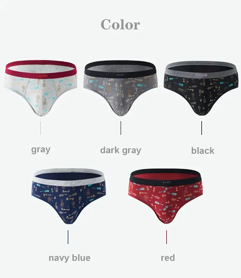 Cotton Man's Underwear Plus Size Briefs Sexy Underpants Breathable Briefs Bikini Gay Print Shorts Cueca Male Panties — image 8