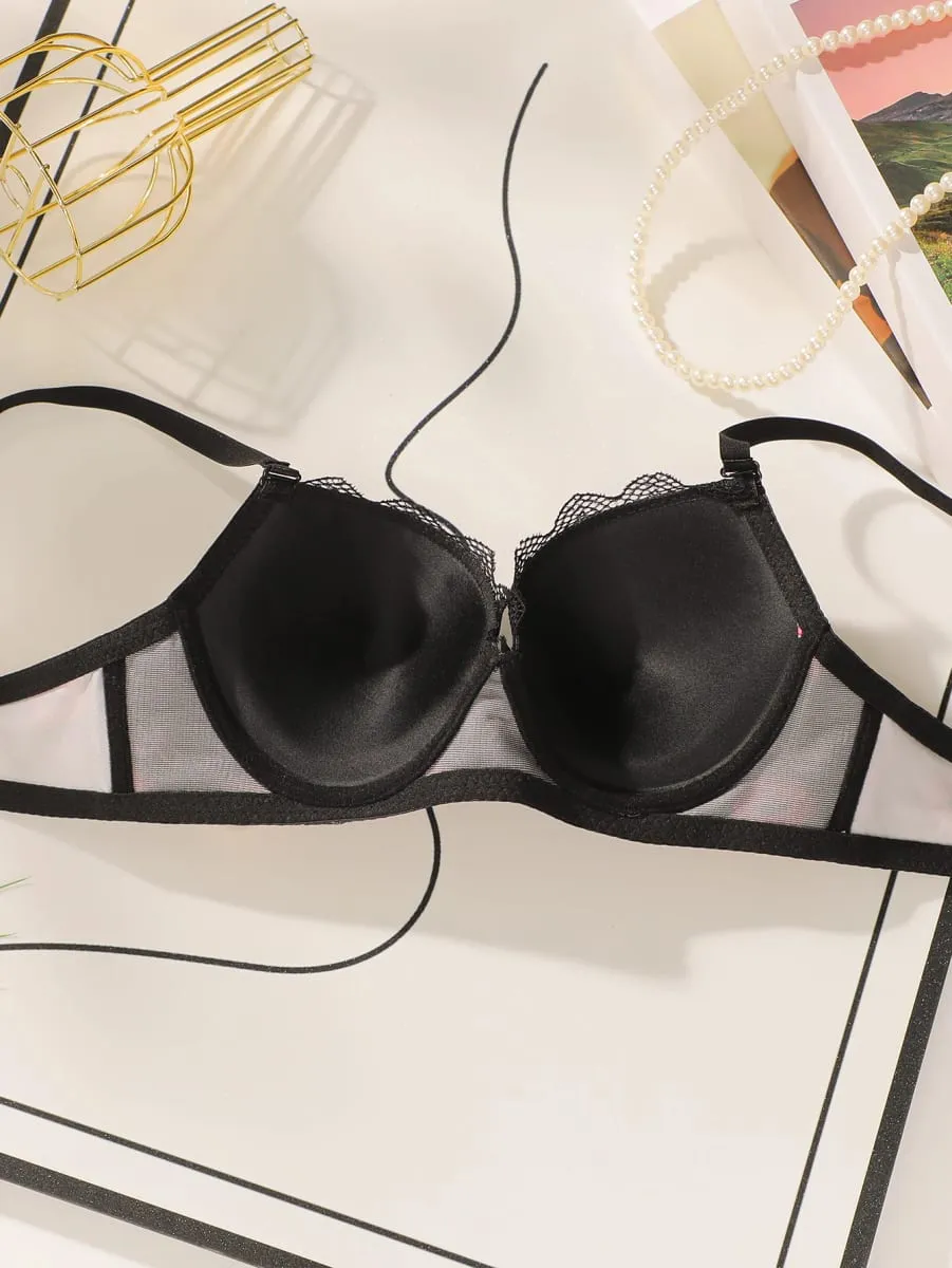 Women High Quality Printed Patchwork Lace Sexy Lingerie Set Push Up Underwire Bra And Panty Set For Ladies Comfort Fit S-XL