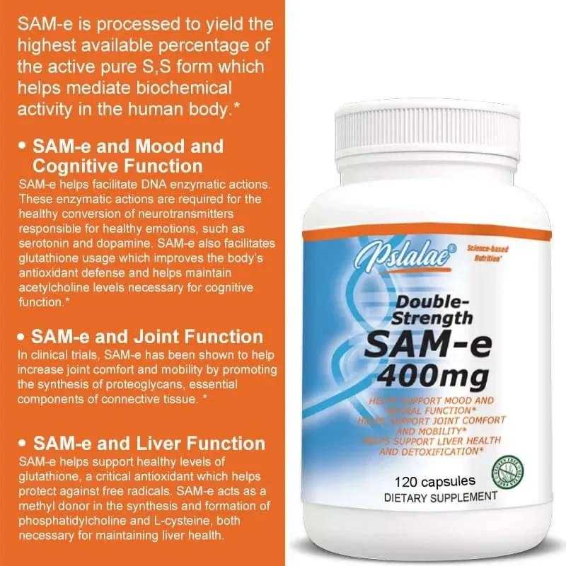 Sam-E 400mg Joint Supplement - Supports Joint Health Brain Function Improves Mood Boosts Energy Levels Relieves Stress