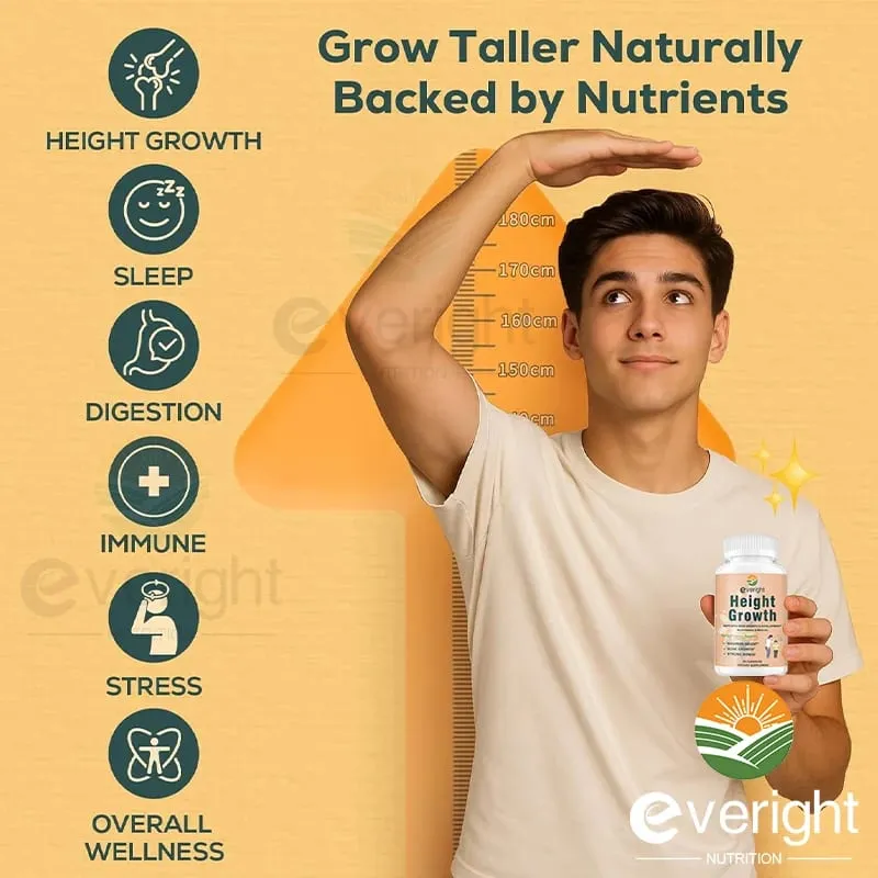Bone Strength Supplement - for Natural Height Growth Adult and Kids - High Absorption - Calcium Magnesium Zinc Multivitamins