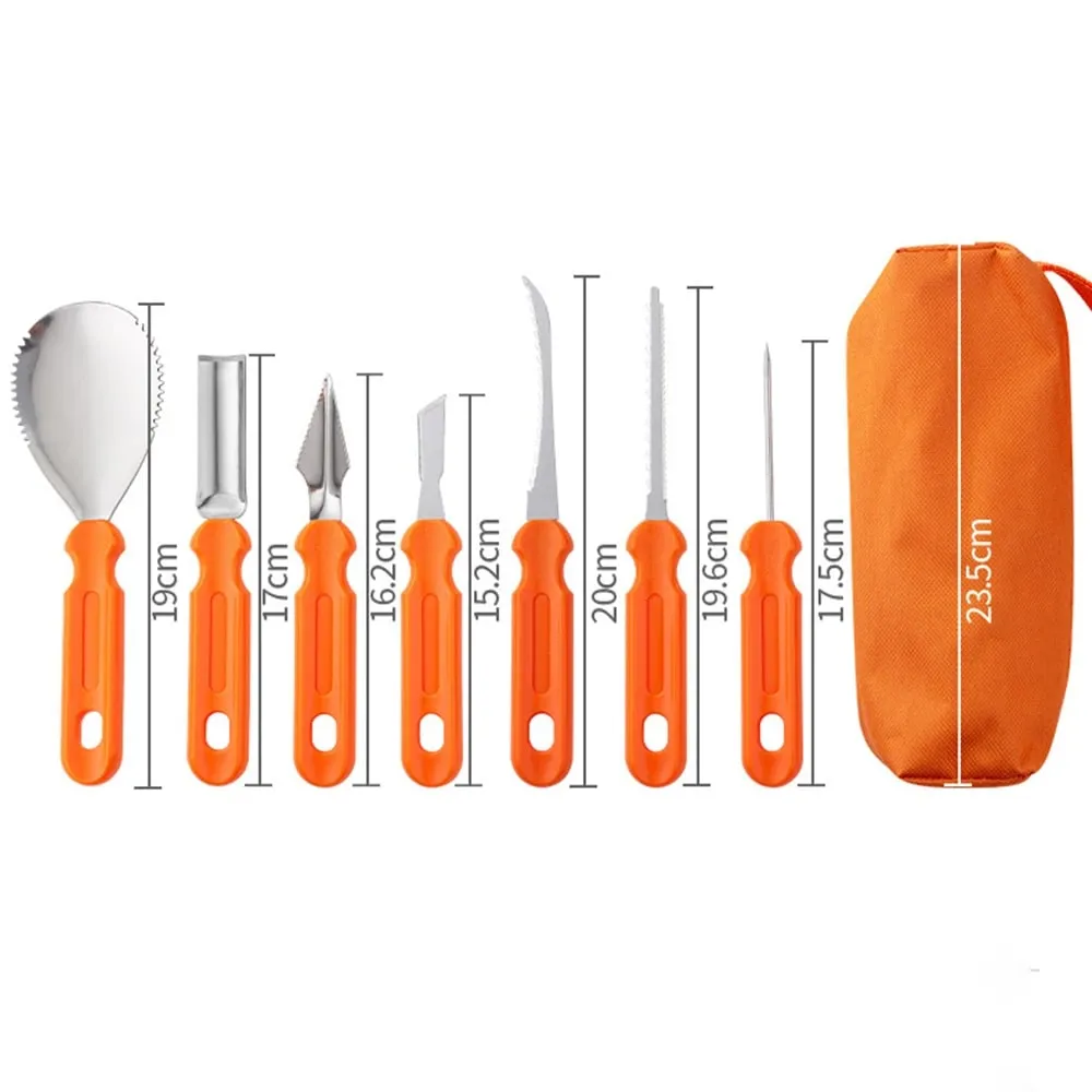7pcs/Set Halloween Stainless Steel Pumpkin Carving Tools Kit Professional Pumpkin Carving knife Set With Storage Bag