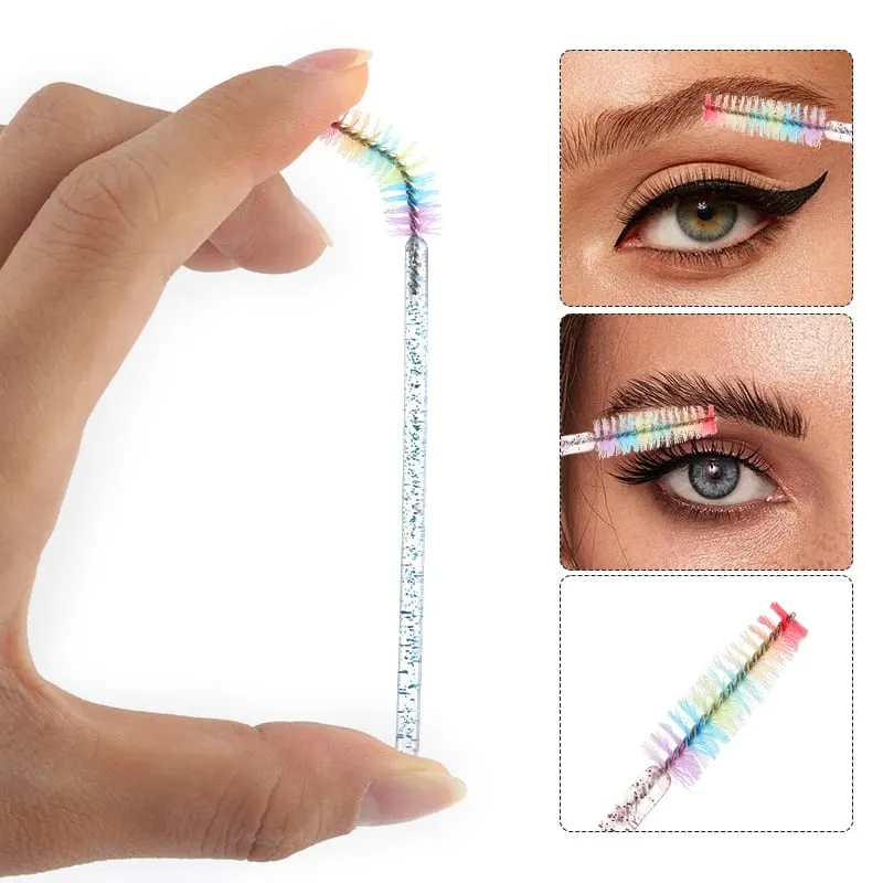 50pcs Disposable Crystal Eyelash Brush Lash Extension Makeup Brushes Mascara Wand Applicator Eyebrow Comb Rainbow Microbrush — image 4