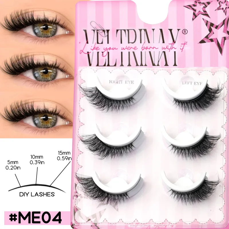 NO Glue Strips Lashes Natural Half Lashes Clear Band Short False Eyelashes Replaceable Eyelash Strips Eye Makeup