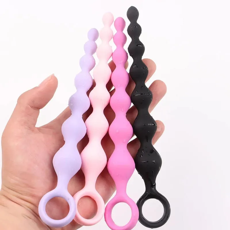 [NM]1Pc Beads Soft Anal Plug 7 Balls Silicone G-Spot Stimulating Butt Plugs Anal Stimulation Pull Bead Dildo Deep Anal Sex Toy