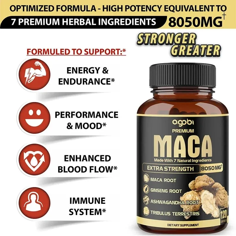 Balincer Men's Black Maca Supplement - Ginseng Supplement for Health Energy and Endurance Muscle Mass