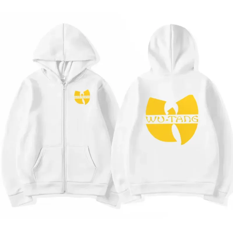 Hip hop années 90 wu clan t-tangs gráficos hoodie masculino feminino punk zip up jaqueta de manga longa velo casaco gótico solto streetwear