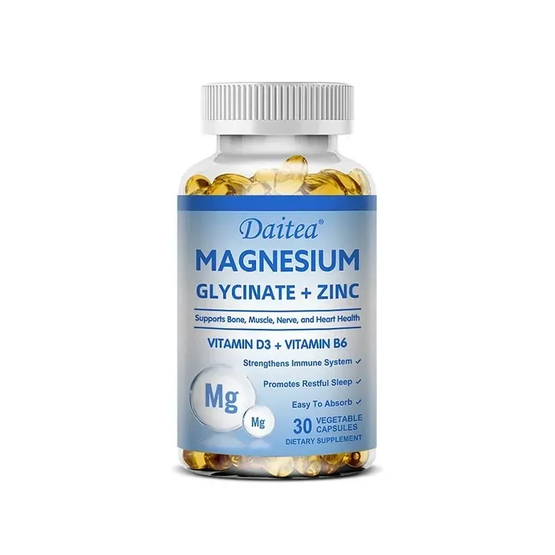 Magnesium Glycinate 500mg Capsules High Absorption with Zinc Vitamin D3 B6 Supports Bone Muscle Nerve and Heart Health
