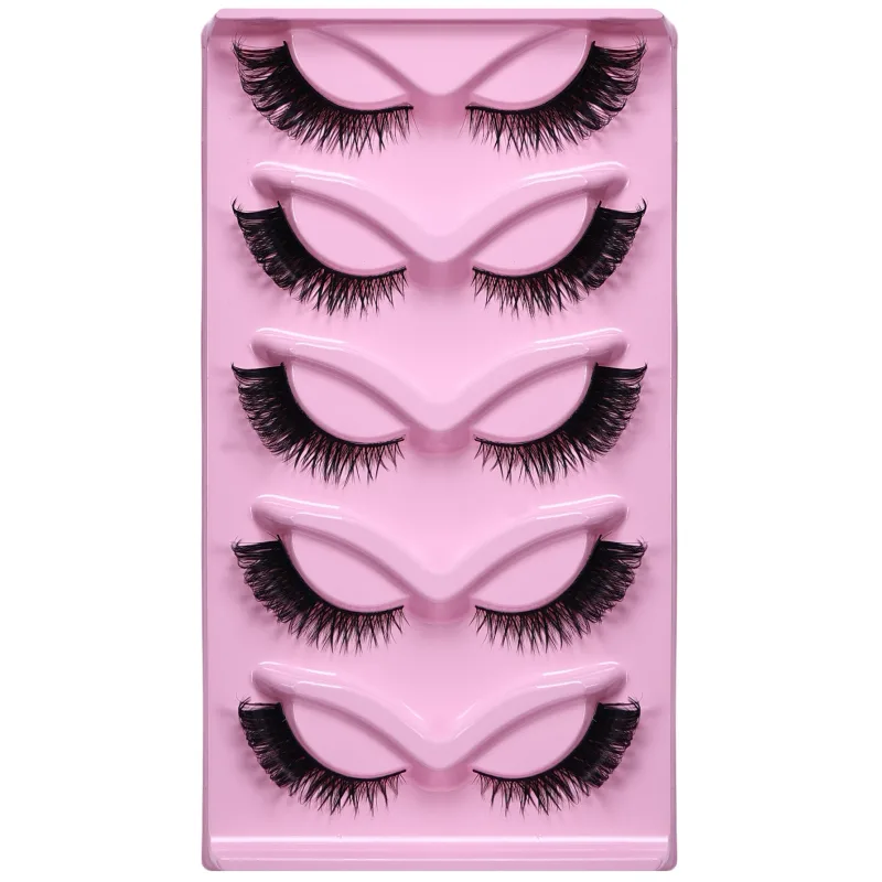 5 Pairs Cat Eye False Eyelashes Eye End Lengthening Long Curling Thick Fluffy All-match Comfortable Fake False Eyelashes — image 7