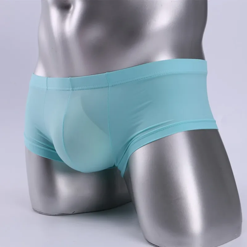 1pc Men's Ice Silk Low Waist Briefs Elastic Solid Color U-Convex Pouch Panties Lingerie Male Underwear Underpants