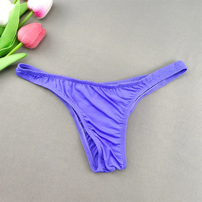 Narrow Waist Seamless Ice Silk Briefs Men Sexy Transparent Underwear Low Waist Bikini Panties Adult Lingerie