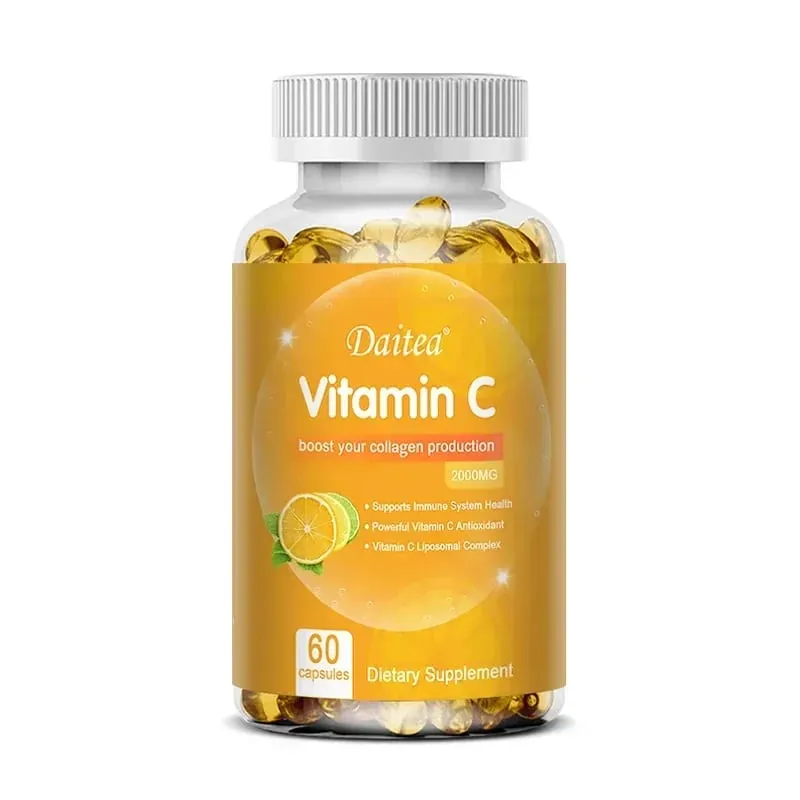 Vitamin C Capsules - 2000mg Promote Collagen Production Support Skin and Immune Health Powerful Antioxidant 120 Capsules