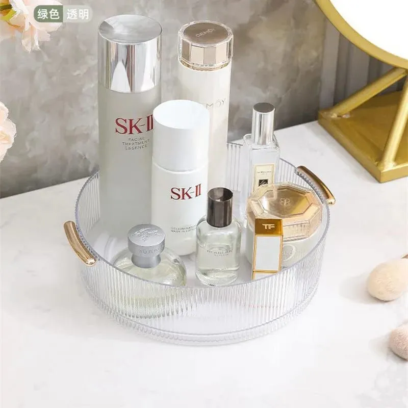 360° Rotating Transparent Acrylic Makeup Organizer Cosmetic Tools Storage Box Makeup Brushes Organizer Storage Baskets Organizer — image 5